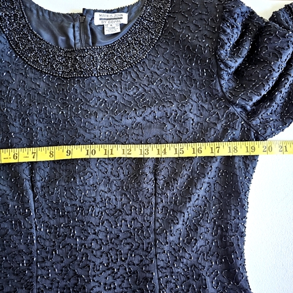 100% Pure Silk Mark & John By Gopal Black Beaded Cocktail Elegant Dress Sz Large - Picture 14 of 16